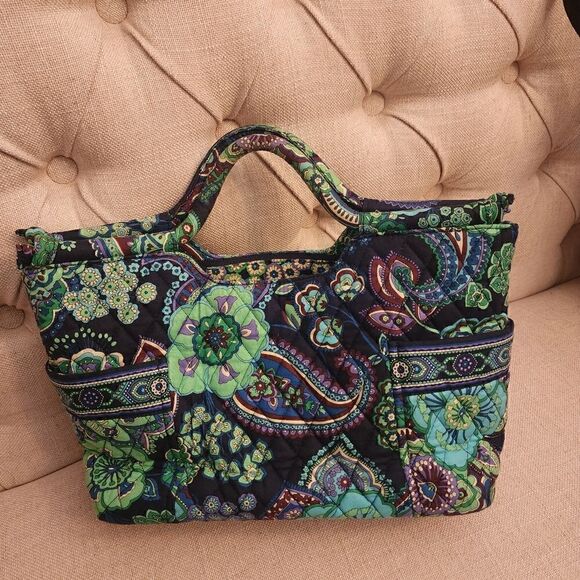 Vera Bradley Handbags - Vera Bradley EUC Green Blue Floral Paisley Handbag Purse